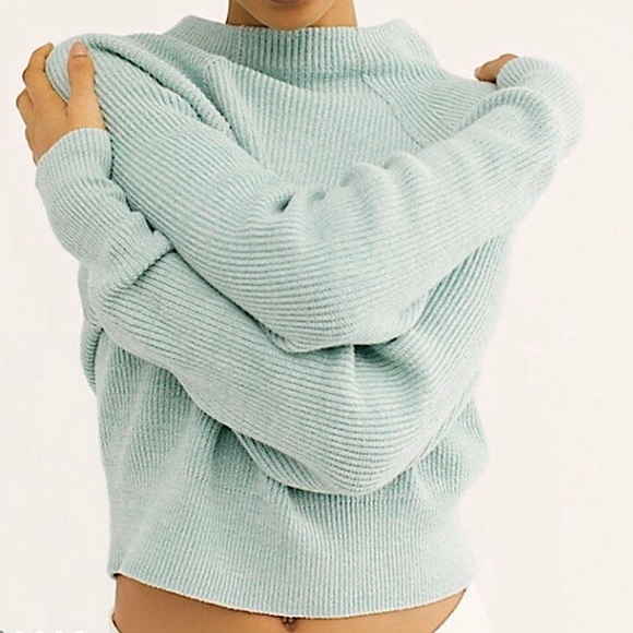 Free People Good Pullover Mockneck Sweater in Opaline Green - Size S - Picture 3 of 15